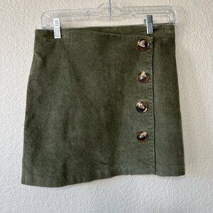Alter'd State Green Corduroy Cute As A Button Skirt Size L